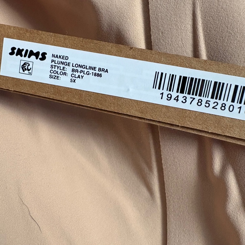 NEW SKIMS‎ Naked Plunge Longline Bra 5X Clay Nude Seamless Wireless BR-PLG-1886 - Picture 3 of 6